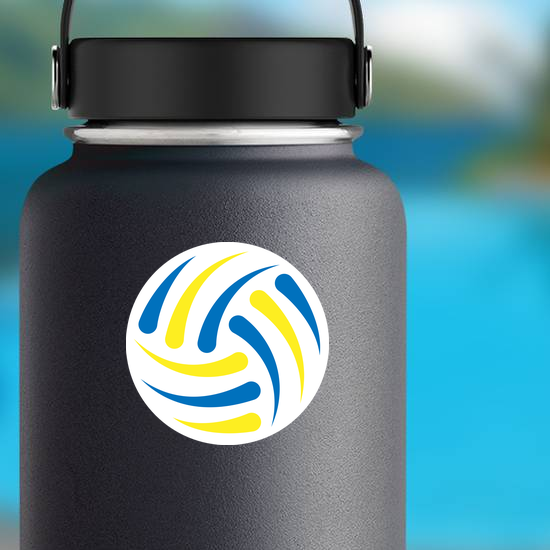 Blue And Yellow Abstract Volleyball Ball Sticker
