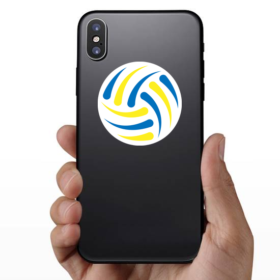 Blue And Yellow Abstract Volleyball Ball Sticker