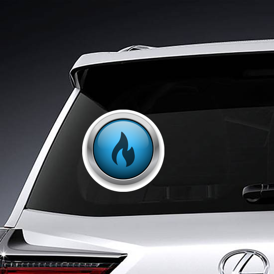 Blue Flame Button Sticker