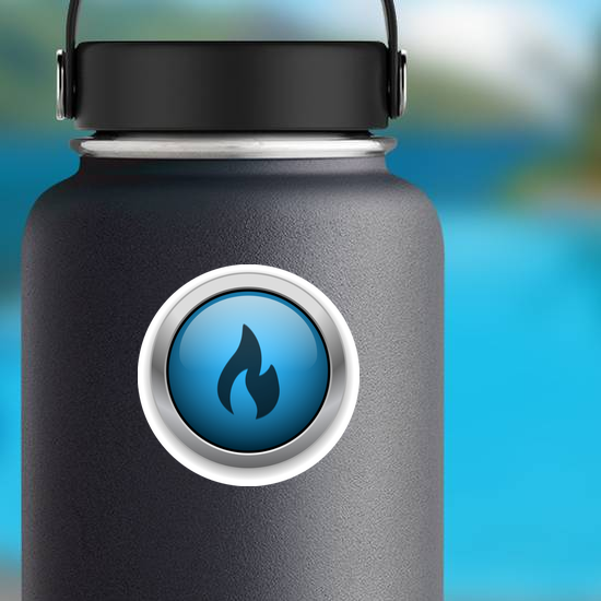 Blue Flame Button Sticker