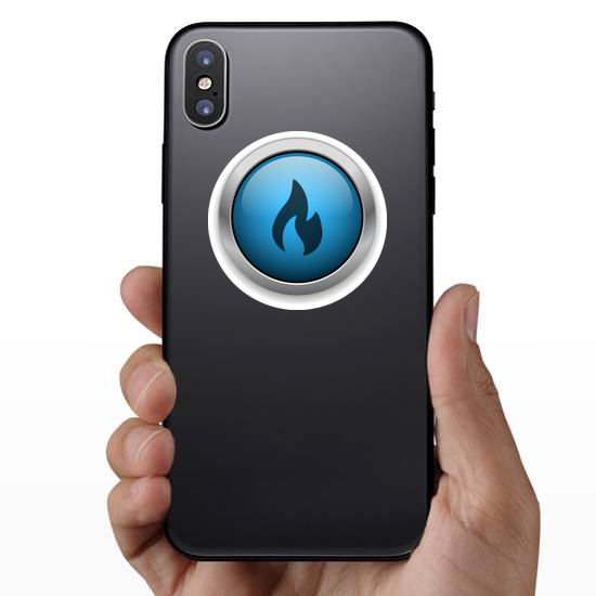 Blue Flame Button Sticker