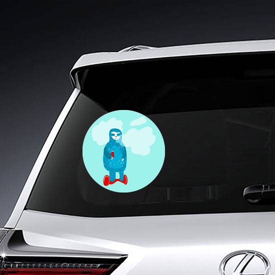 Blue Vaping Sloth On Hoverboard Sticker