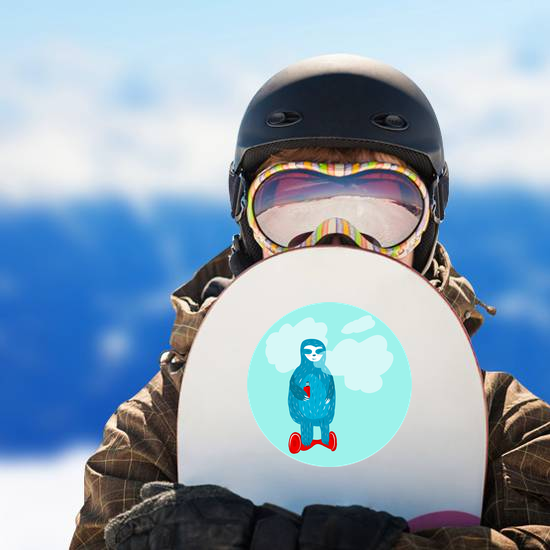 Blue Vaping Sloth On Hoverboard Sticker