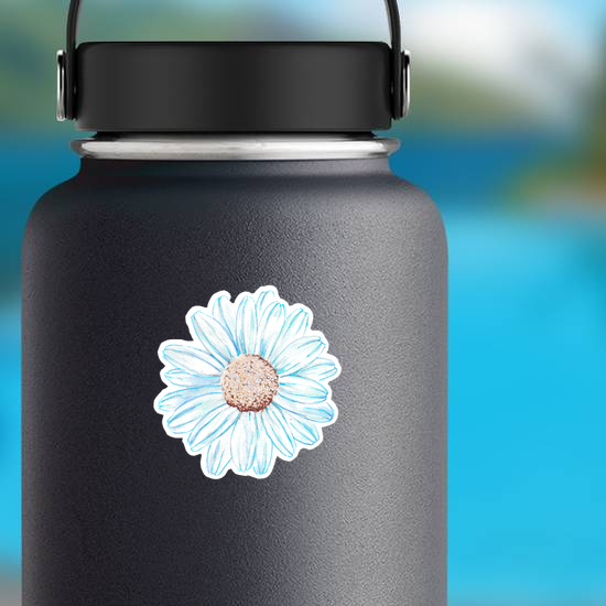 Blue Watercolor Daisy Flower Sticker