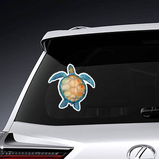 Blue Watercolor Sea Turtle Sticker example