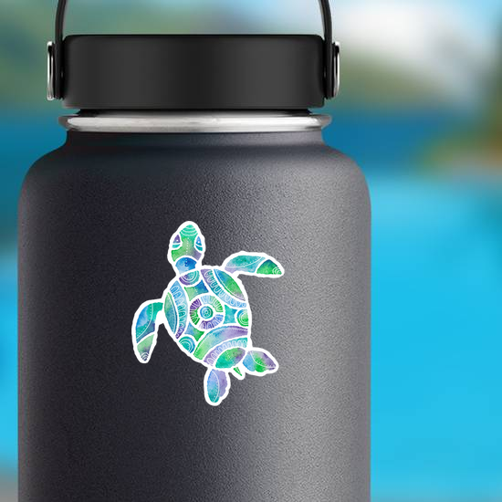 Blue Watercolor Turtle Sticker