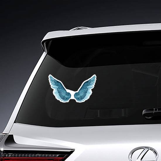 Blue Watercolor Wings Sticker example