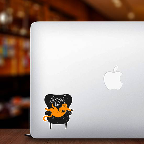 Book Day Cat In Cozy Chair Sticker