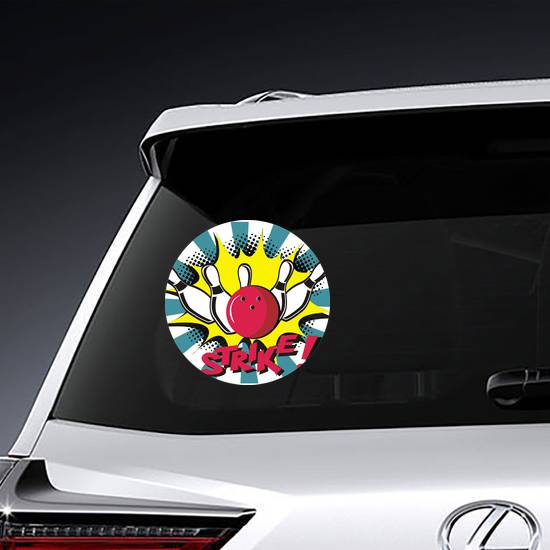 Bowling Strike Retro Poster Sticker