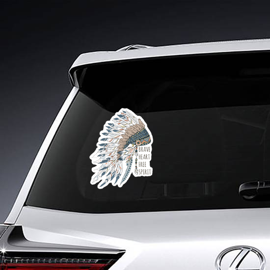 Brave Heart Free Spirit Native American Headdress Sticker