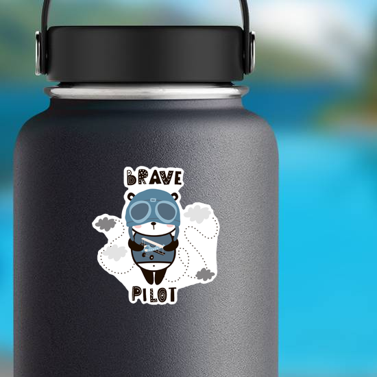 Brave Pilot Baby Panda Sticker