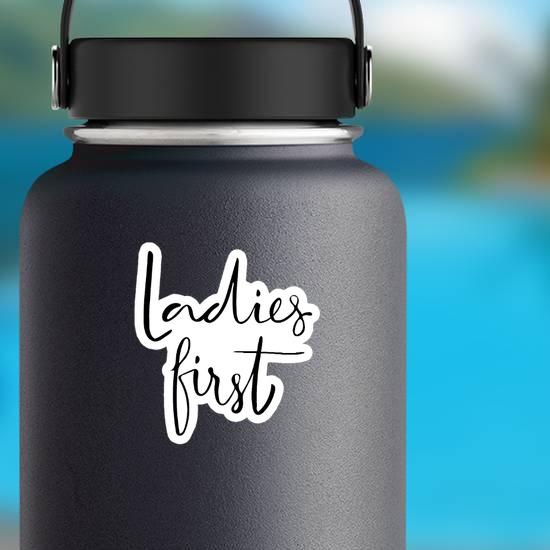 Brush Calligraphy Ladies First Sticker