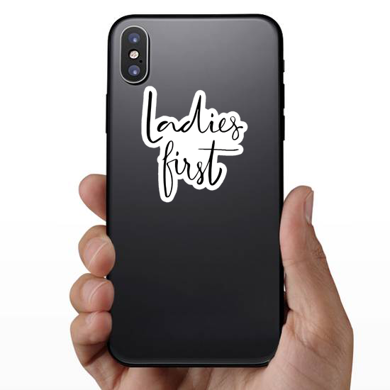 Brush Calligraphy Ladies First Sticker