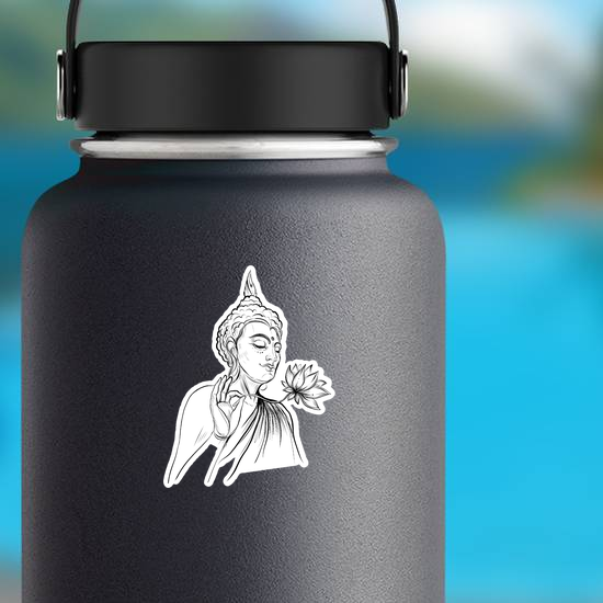 Buddha Holding Lotus Flower Sticker