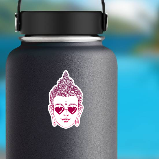 Buddha Wearing Glasses In The Shape Of Hearts Sticker