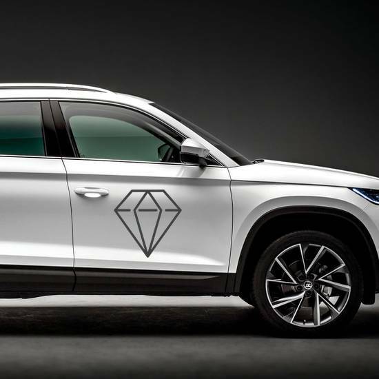 Diamond Line Icon Sticker on a Car Side example