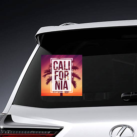 California With Palm And Frame Sticker