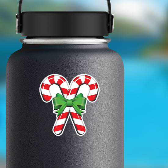 Candy Cane With Ribbon Sticker