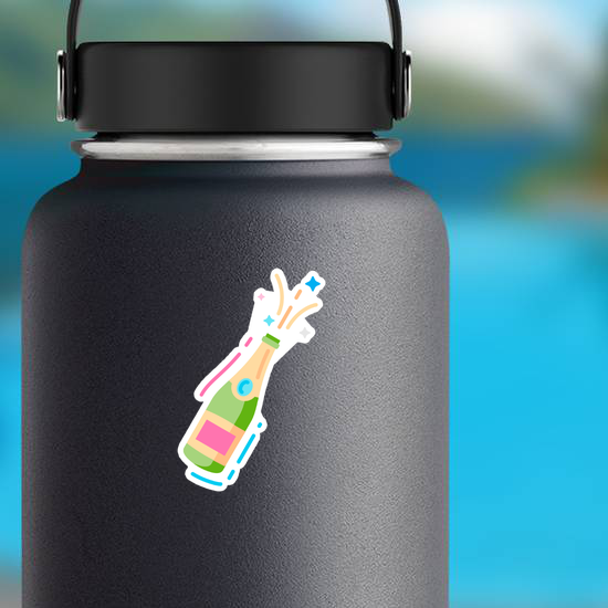 Cartoon Bottle Of Champagne Sticker