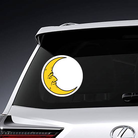 Cartoon Crescent Moon With Face Sticker example 