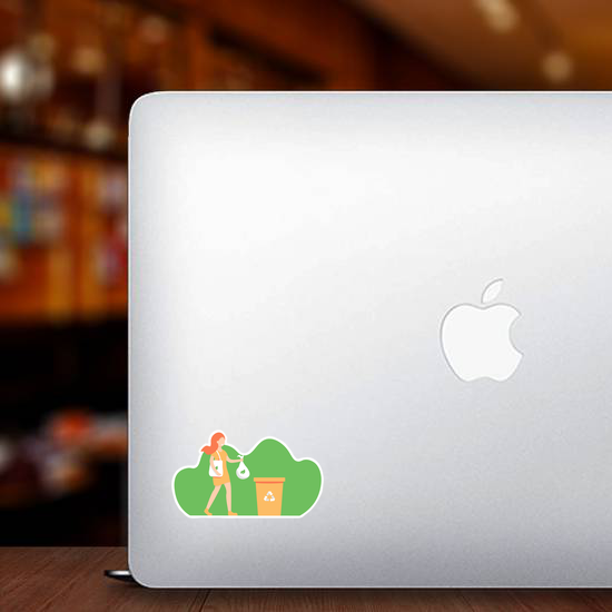 Cartoon Girl Recycling Sticker