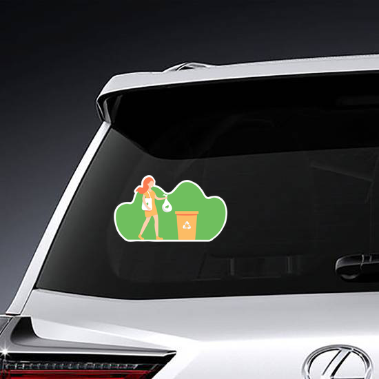 Cartoon Girl Recycling Sticker