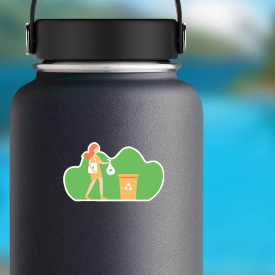 Cartoon Girl Recycling Sticker