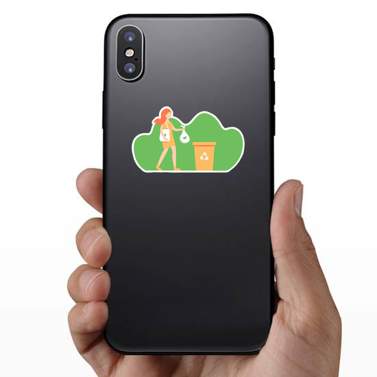 Cartoon Girl Recycling Sticker