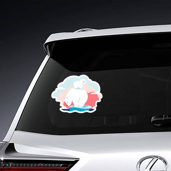 Cartoon Polar Bears on Ice Sticker