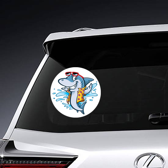 Cartoon Shark With Beachwear Sticker