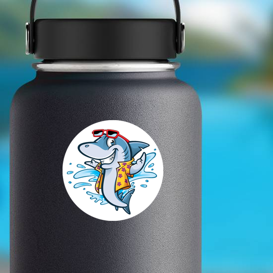 Cartoon Shark With Beachwear Sticker