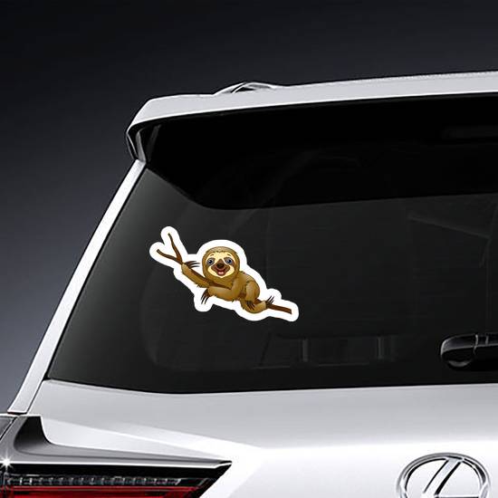 Cartoon Sloth On A Tree Branch Sticker