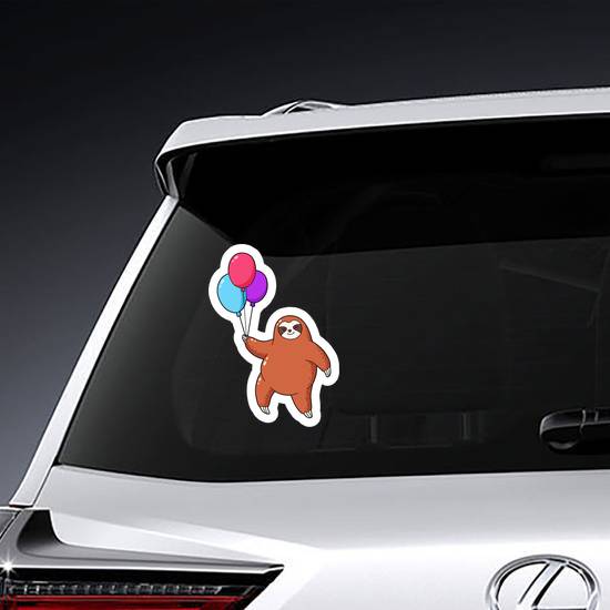 Cartoon Sloth With Balloons Sticker