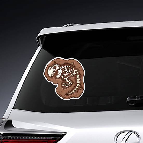 Cartoon T-Rex Dinosaur Fossil Sticker