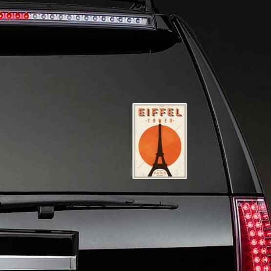Vintage Eiffel Tower Paris Poster Sticker on a Rear Car Window example