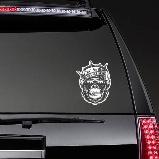 Gorilla Head In Crown And Glasses Sticker
