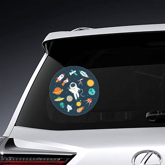 Circular Space Objects Sticker