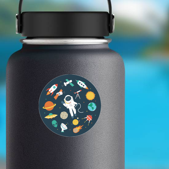 Circular Space Objects Sticker
