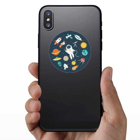 Circular Space Objects Sticker