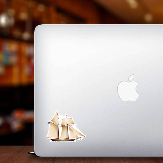 Coasting Schooner With US Flag Sticker