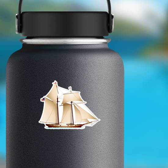 Coasting Schooner With US Flag Sticker