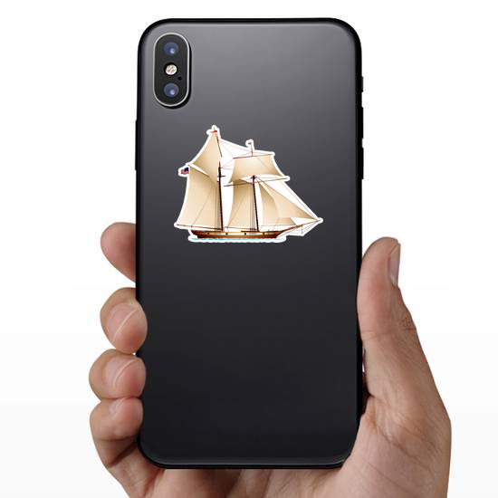 Coasting Schooner With US Flag Sticker