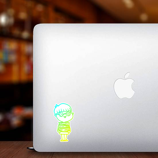 Cold Gradient Line Drawing Of A Cartoon Nerd Boy Sticker
