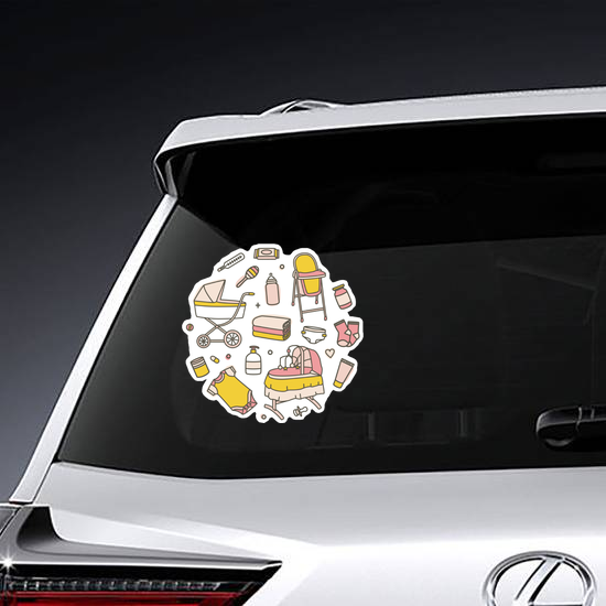 Collection of Yellow and Pink Baby Icons Sticker