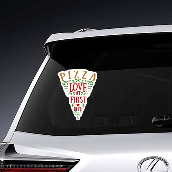 Color Love At First Bite Pizza Slice Sticker example 