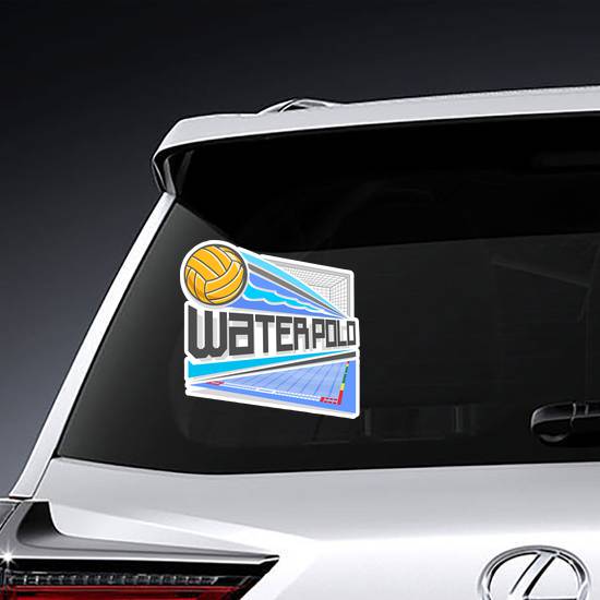 Colorful Flying Water Polo Ball Sticker example