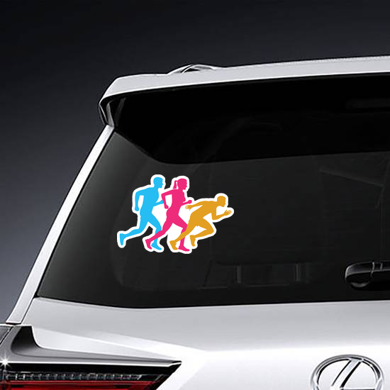 Colorful Silhouettes Of Runners Sticker