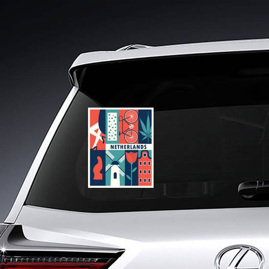 Coral and Teal Netherlands Sticker example