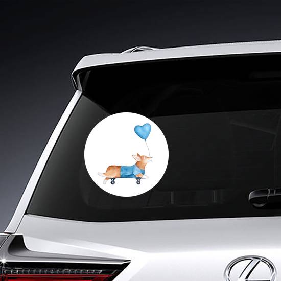 Corgi Puppy On Skateboard Sticker example