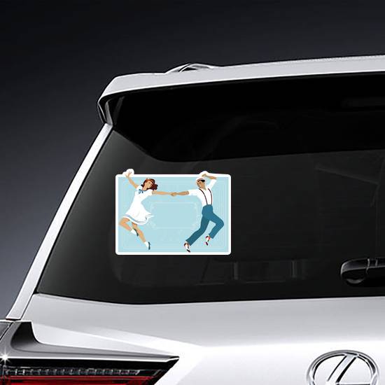 Couple Dressed In 1940s Fashion Dancing Theater Style Sticker